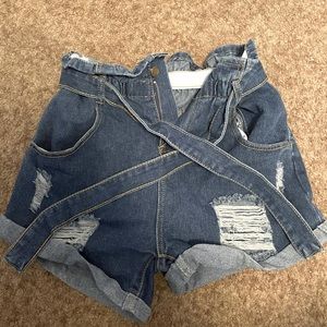 Paper bag waist shorts